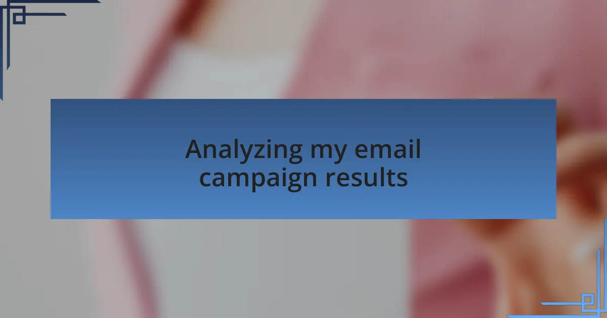 Analyzing my email campaign results