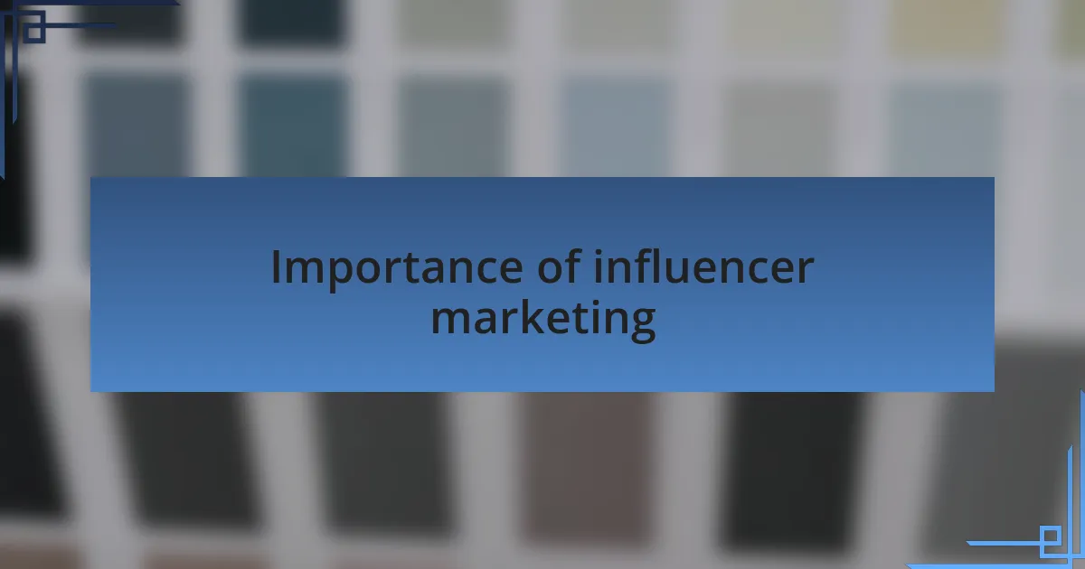 Importance of influencer marketing