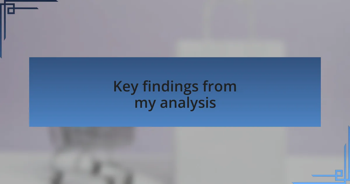 Key findings from my analysis