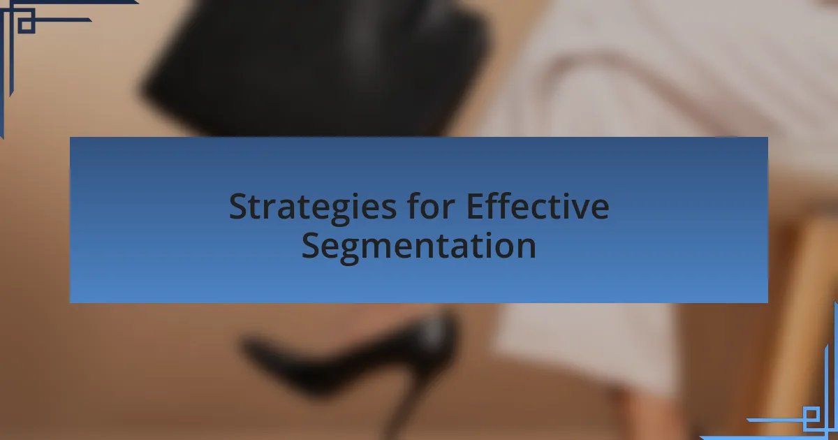 Strategies for Effective Segmentation