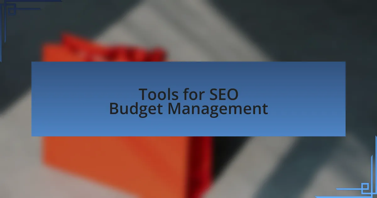 Tools for SEO Budget Management